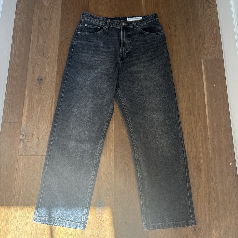 Bershka Dark Gray Relaxed Men's Jeans